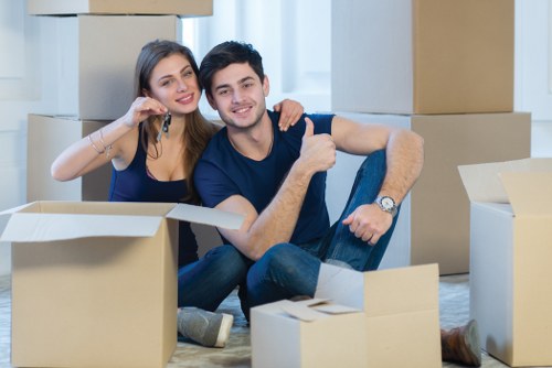 Sturdy packing boxes and materials ready for a home move in Edgware
